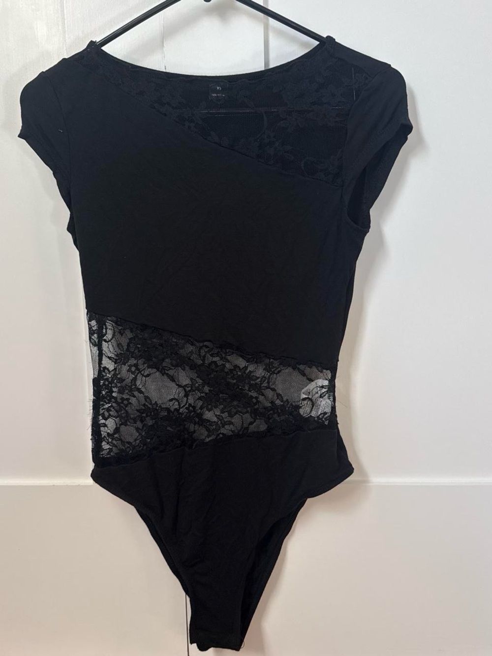 SHEIN Black Lace Panel Bodysuit Camisole
